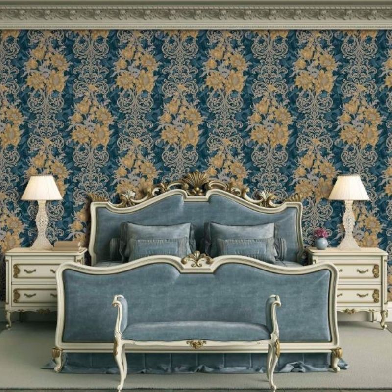 7805 Serie | Çiçek detaylı Rokoko damask deseni duvar kağıdı