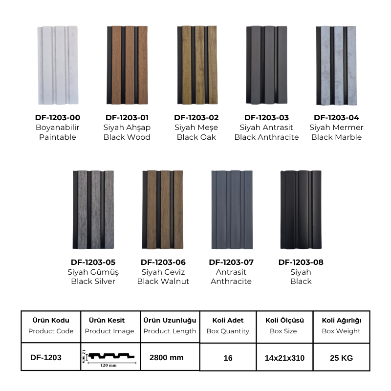 Decofloor Siyah Ahşap Lambiri (DF-1203-01)