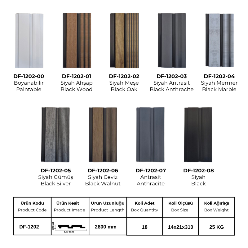 Decofloor Siyah Ahşap Lambri (DF-1202-01)