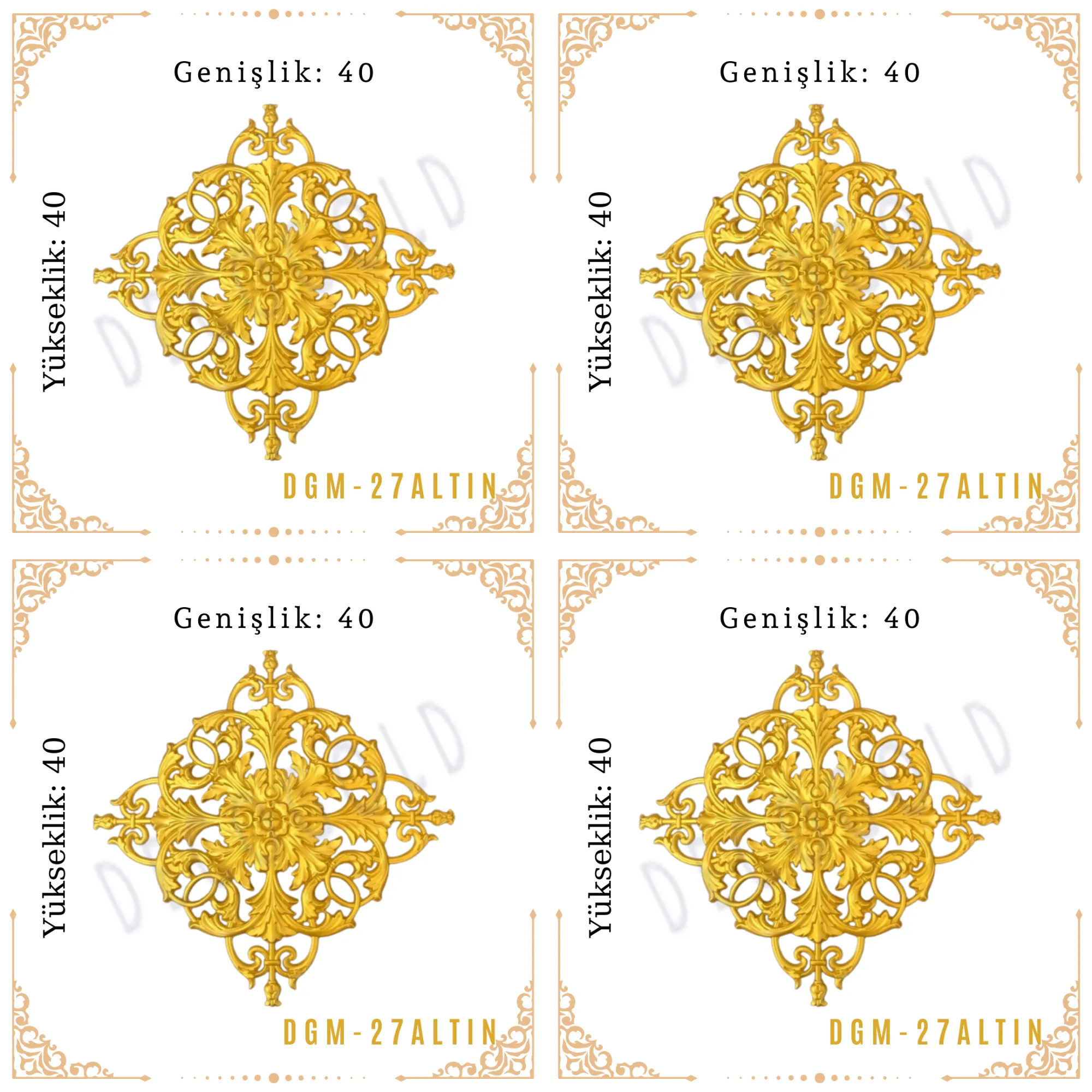 DecoGold Saray Tavan Motif (40*40) DGM-27-Altın (4 Adet)